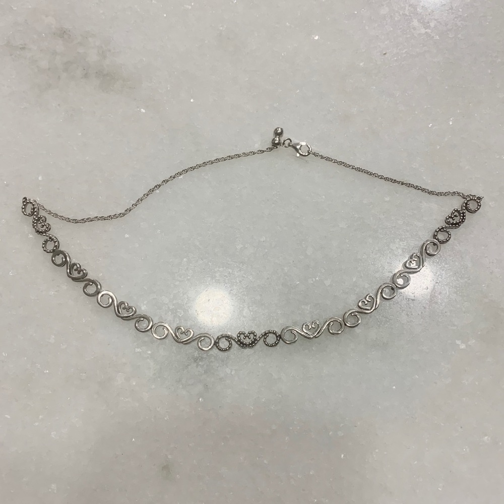 Pandora sterling silver heart swirl choker